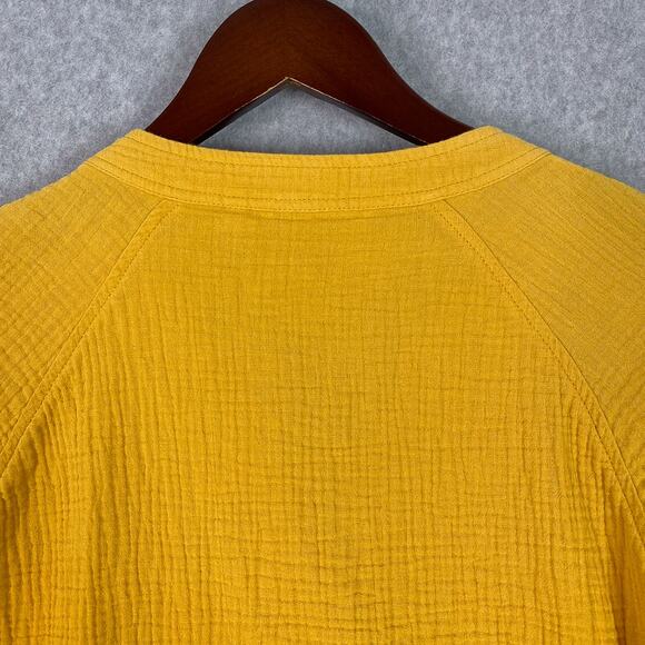 Soft Surroundings Yellow 100% Cotton Gauze Long Sleeve Button Up Shirt Sz Large - Picture 5 of 8